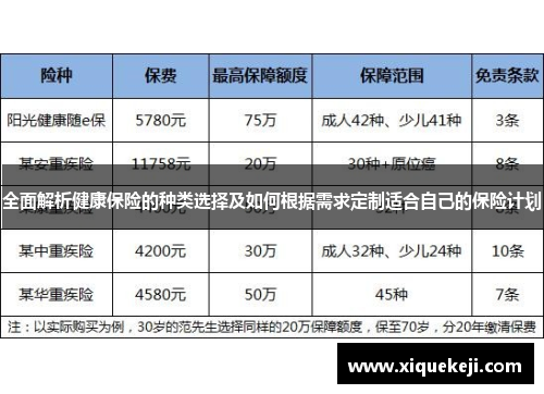 全面解析健康保险的种类选择及如何根据需求定制适合自己的保险计划